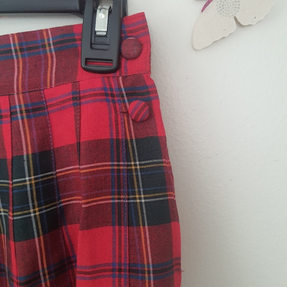 Vintage 90s Gap Plaid Red Pleated Tartan Skirt 5/6 - Picture 4 of 7